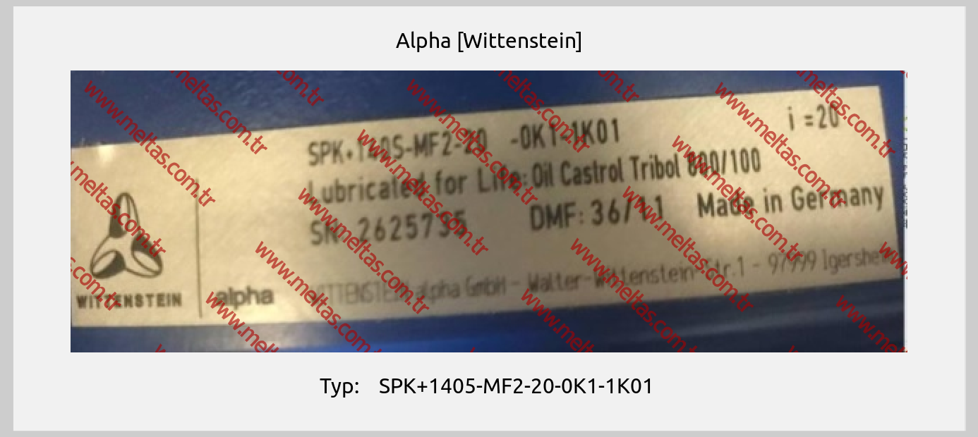 Alpha [Wittenstein] - Typ:    SPK+1405-MF2-20-0K1-1K01 