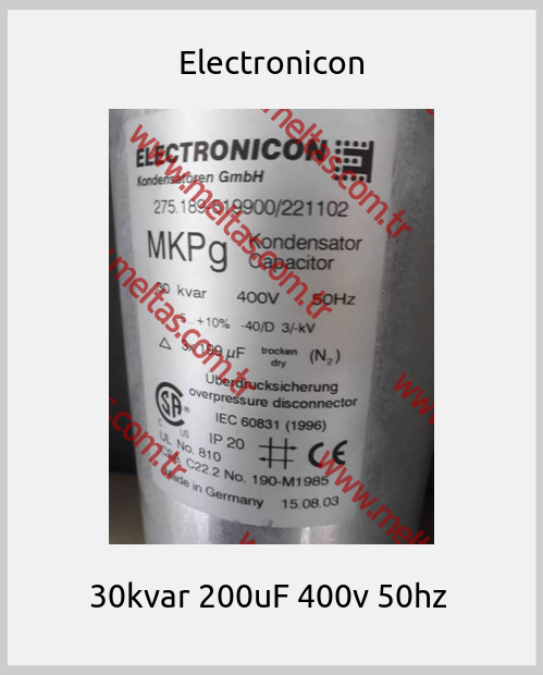 Electronicon-30kvar 200uF 400v 50hz 