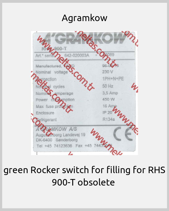 Agramkow - green Rocker switch for filling for RHS 900-T obsolete 