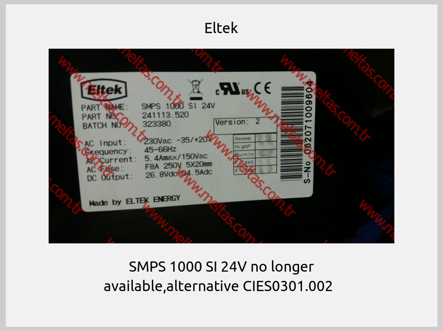 Eltek - SMPS 1000 SI 24V no longer available,alternative CIES0301.002  