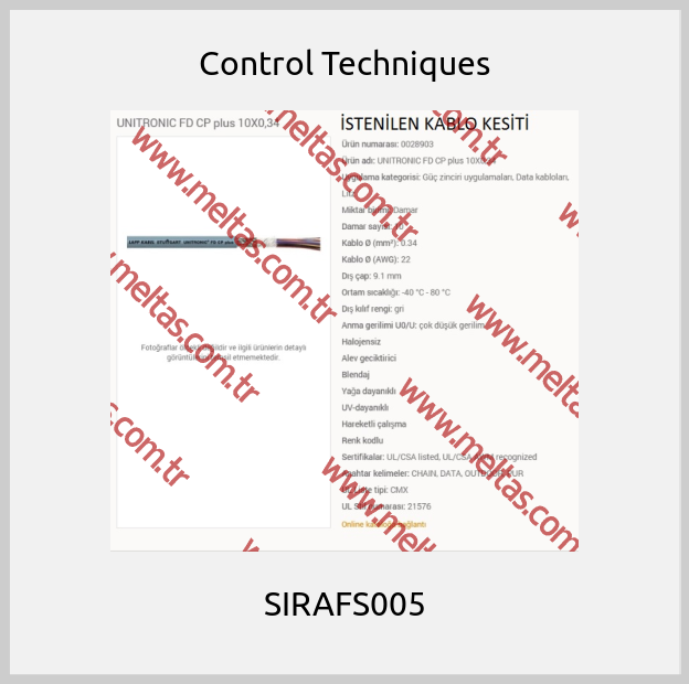 Control Techniques - SIRAFS005