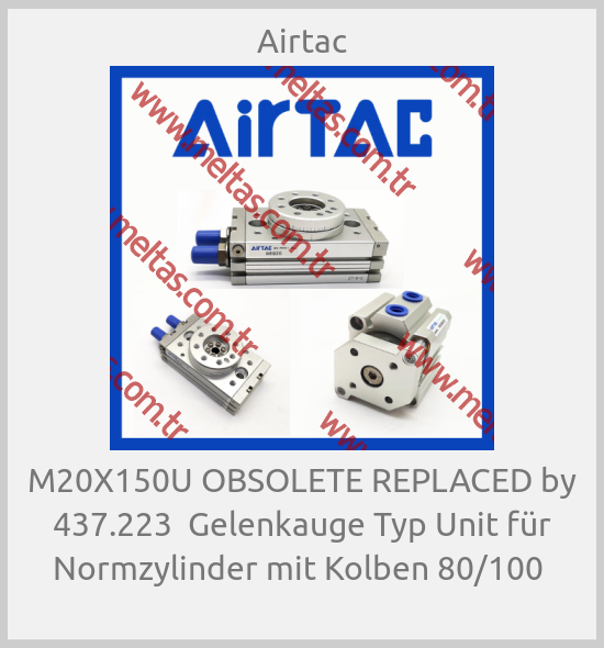 Airtac - M20X150U OBSOLETE REPLACED by 437.223  Gelenkauge Typ Unit für Normzylinder mit Kolben 80/100 