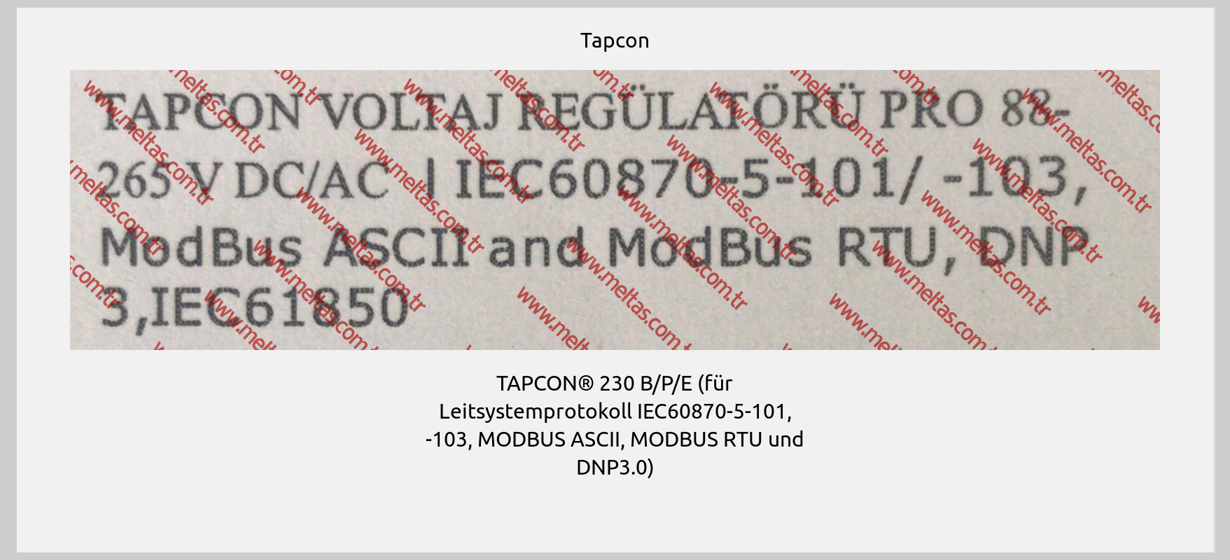 Tapcon - TAPCON® 230 B/P/E (für Leitsystemprotokoll IEC60870-5-101, -103, MODBUS ASCII, MODBUS RTU und DNP3.0)