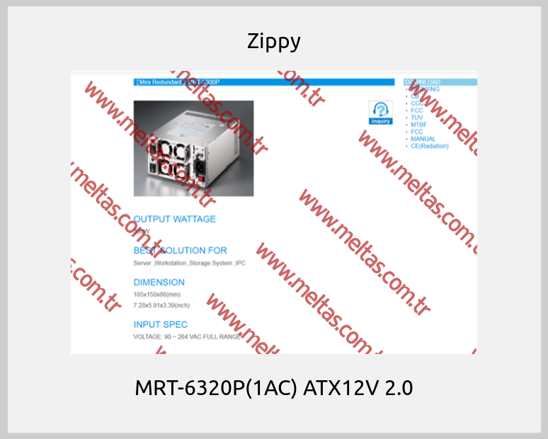 Zippy - MRT-6320P(1AC) ATX12V 2.0