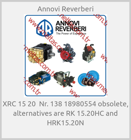 Annovi Reverberi-XRC 15 20  Nr. 138 18980554 obsolete, alternatives are RK 15.20HC and HRK15.20N