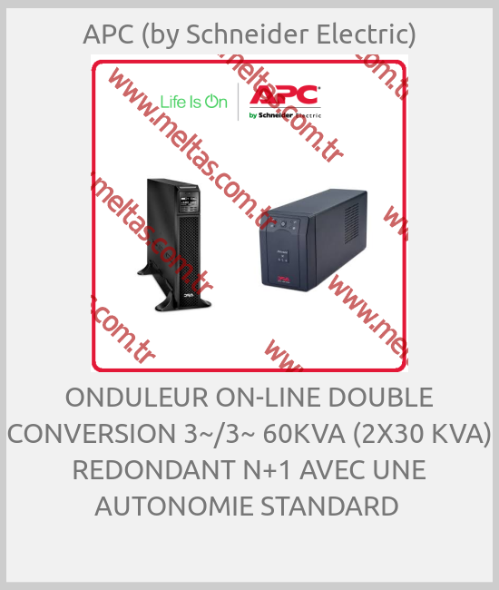 APC (by Schneider Electric) - ONDULEUR ON-LINE DOUBLE CONVERSION 3~/3~ 60KVA (2X30 KVA) REDONDANT N+1 AVEC UNE AUTONOMIE STANDARD 