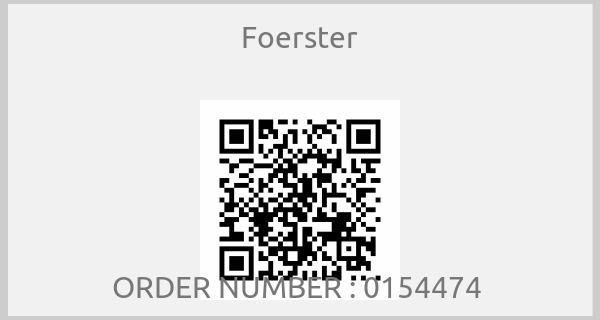 Foerster-ORDER NUMBER : 0154474 