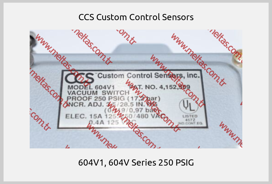 CCS Custom Control Sensors - 604V1, 604V Series 250 PSIG