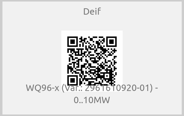 Deif - WQ96-x (Var.: 2961610920-01) - 0..10MW