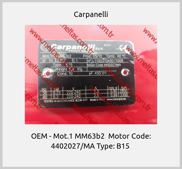 Carpanelli - OEM - Mot.1 MM63b2  Motor Code: 4402027/MA Type: B15 