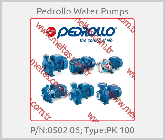 Pedrollo Water Pumps - P/N:0502 06; Type:PK 100