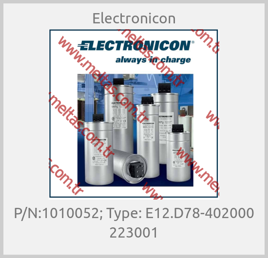 Electronicon - P/N:1010052; Type: E12.D78-402000 223001