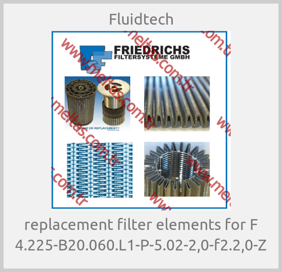 Fluidtech - replacement filter elements for F 4.225-B20.060.L1-P-5.02-2,0-f2.2,0-Z