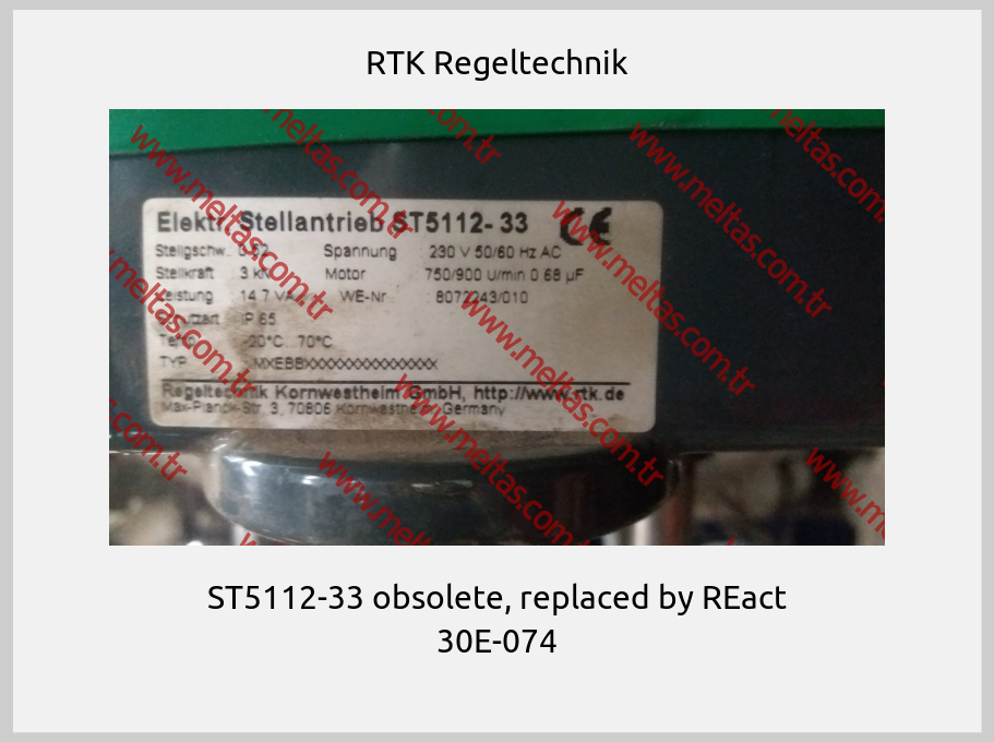 RTK Regeltechnik - ST5112-33 obsolete, replaced by REact 30E-074
