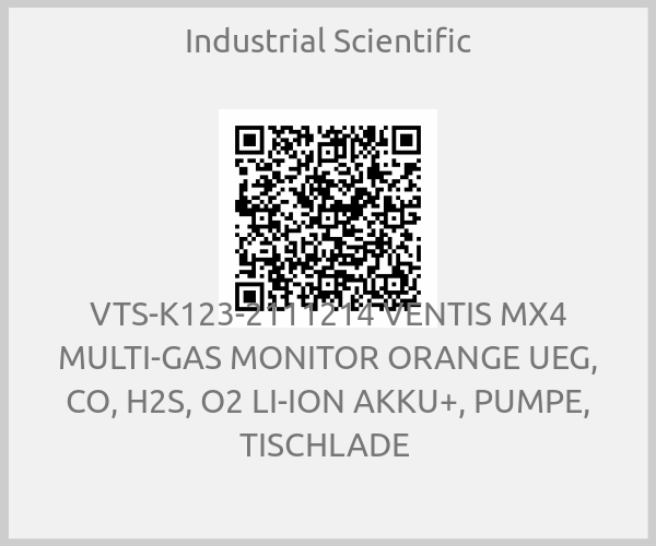 Industrial Scientific-VTS-K123-2111214 VENTIS MX4 MULTI-GAS MONITOR ORANGE UEG, CO, H2S, O2 LI-ION AKKU+, PUMPE, TISCHLADE 