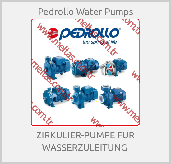 Pedrollo Water Pumps - ZIRKULIER-PUMPE FUR WASSERZULEITUNG 