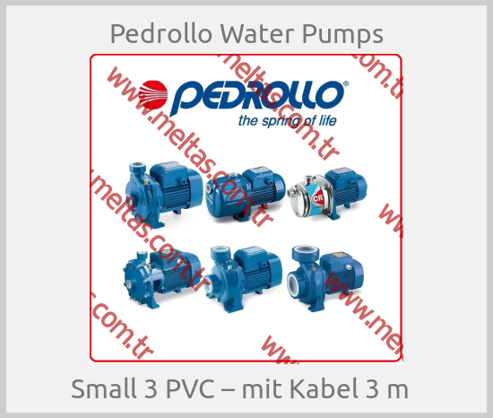 Pedrollo Water Pumps - Small 3 PVC – mit Kabel 3 m  