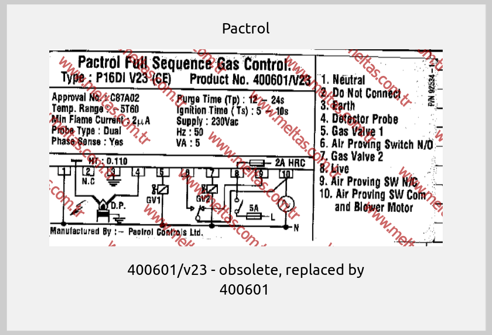 Pactrol - 400601/v23 - obsolete, replaced by 400601 
