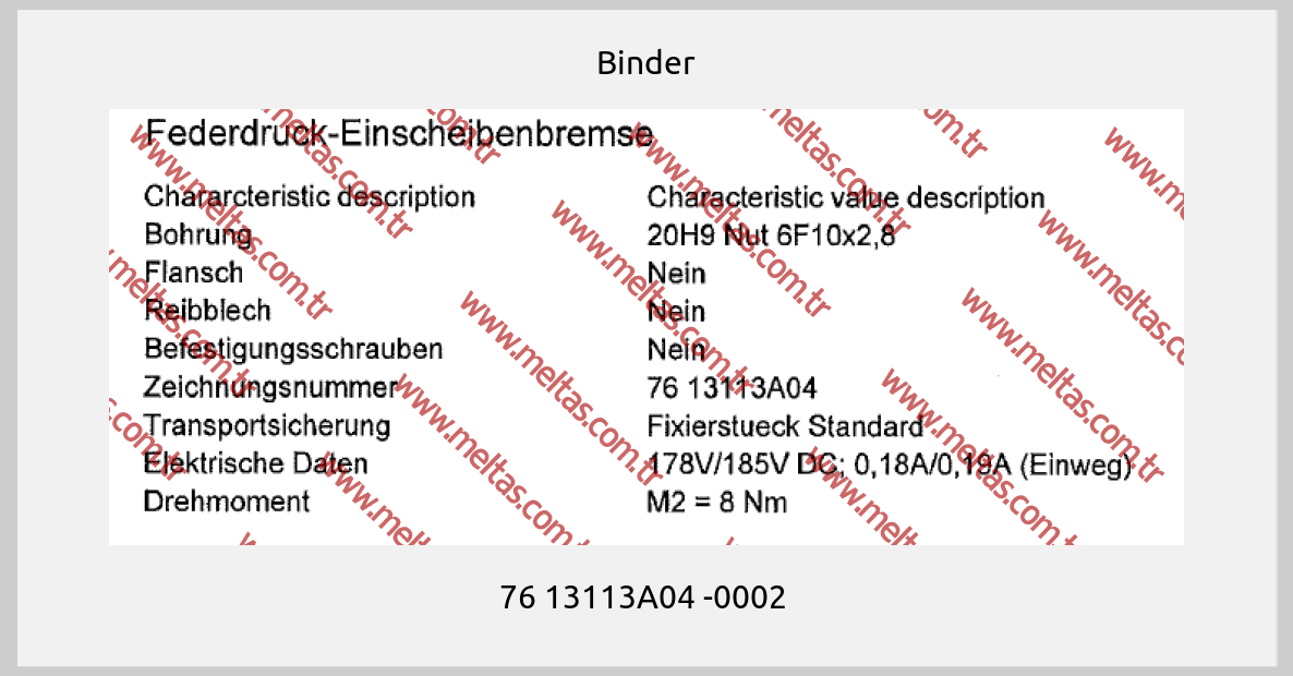 Binder - 76 13113A04 -0002 