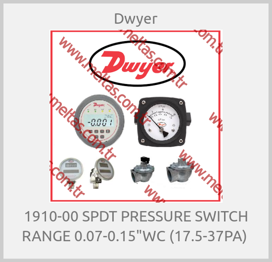 Dwyer - 1910-00 SPDT PRESSURE SWITCH RANGE 0.07-0.15"WC (17.5-37PA) 