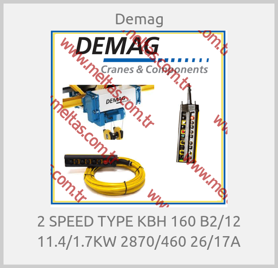 Demag-2 SPEED TYPE KBH 160 B2/12 11.4/1.7KW 2870/460 26/17A