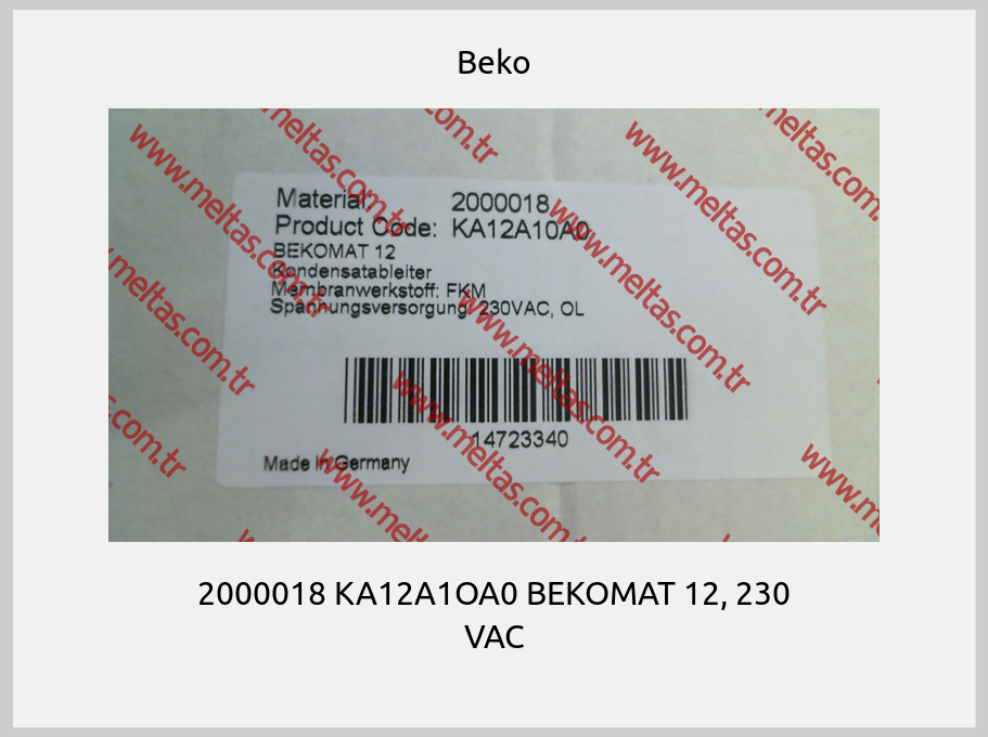 Beko - 2000018 KA12A1OA0 BEKOMAT 12, 230 VAC