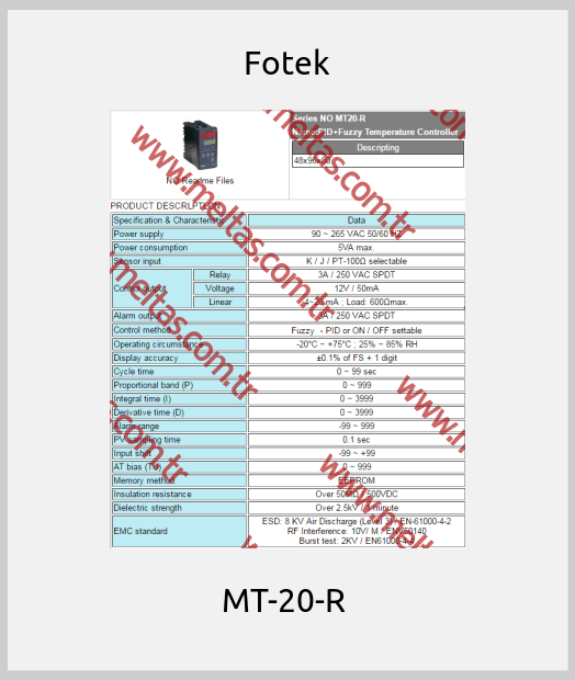 Fotek - MT-20-R 