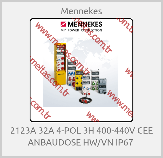 Mennekes - 2123A 32A 4-POL 3H 400-440V CEE ANBAUDOSE HW/VN IP67 